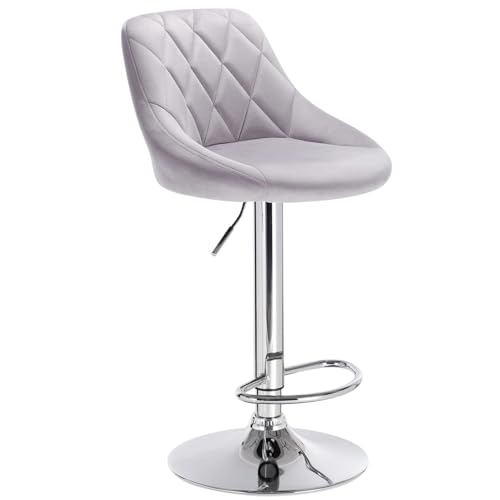 Barhocker 1 STÜCK Samt-Barhocker mit Fußstütze, höhenverstellbarer, angehobener, drehbarer Barstuhl, weicher, bequemer Stuhl for das Esszimmer zu Hause(Light Gray) von WENYOG