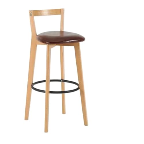 Barhocker Bar Stuhl Nordic Massivholz Barhocker Balkon Hause Licht Luxus Rückenlehne Hohe Stuhl(Red Wine) von WENYOG