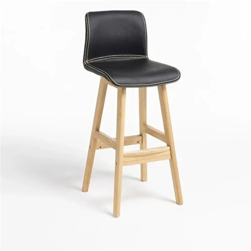 Barhocker Einfacher Bar-Hochstuhl aus massivem Holz, einfacher Kassierer, kommerzieller Barhocker(Rice White) von WENYOG