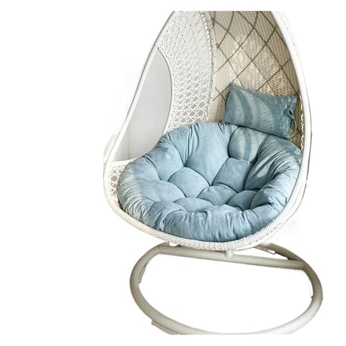 Kissen für Hängesessel 105x105x12cm Hängekorb Eierstuhlkissen Outdoor Sofa Schaukelstuhlkissen Weiches bequemes verdicktes Gartenhängesessel Sitzpolster(Lake Blue) von WENYOG
