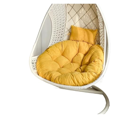 Kissen für Hängesessel 105x105x12cm Hängekorb Eierstuhlkissen Outdoor Sofa Schaukelstuhlkissen Weiches bequemes verdicktes Gartenhängesessel Sitzpolster(Lemon Yellow) von WENYOG