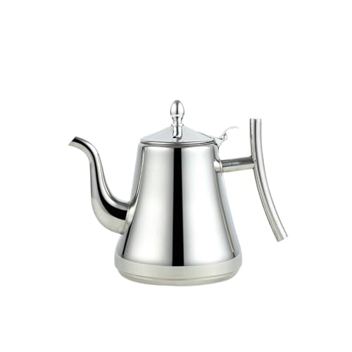 Teekannen 1000/1500ml Teekanne Edelstahl Teekanne Mit Teesieb Goldener Silber Wasserkocher Mit Tee-ei Blume Teekanne(Silver 1.5L) von WENYOG