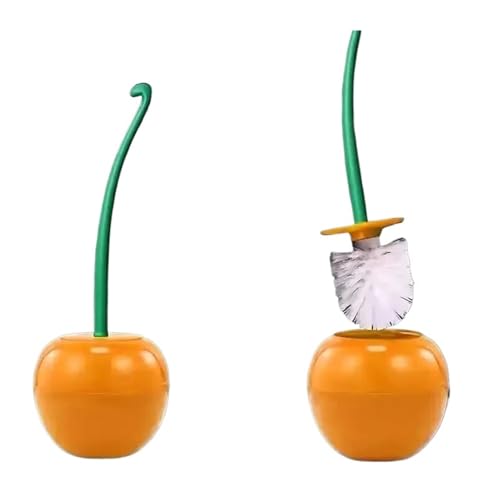 Toilettenbürsten 1 stück Rote Toilettenbürste Kreative Schöne Kirschform Toilette Toilettenbürstenhalter Set Toilettenhalter Badezimmer-Accessoires(1pc orange) von WENYOG
