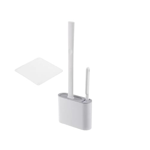 Toilettenbürsten An der Wand montierter Toilettenbürstenersatz mit langem Griff, Silikon-Toilettenbürsten, schnelltrocknend, weiche Borsten, Toiletten-Bidet-Badezimmerset(Style1 Grey) von WENYOG