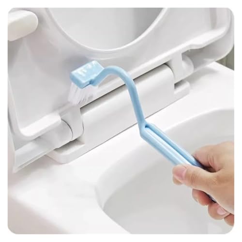 Toilettenbürsten Gebogene Bürstenreinigungstoilette S-förmige kleine Toilettenbürste Tragbarer WC-Schrubber, seitlich Gebogene Eckbürste mit langem Griff(Blue) von WENYOG