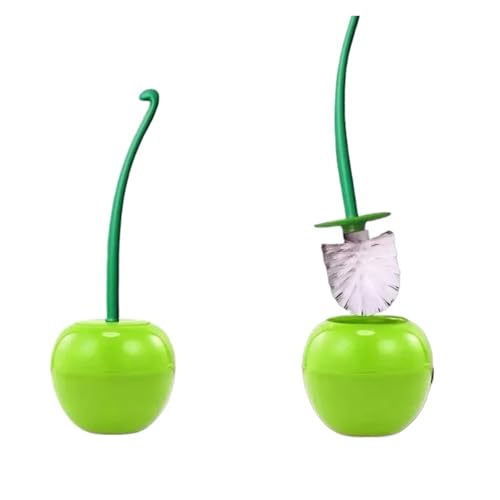 Toilettenbürsten Rote Toilettenbürste Toilettenhalter Badezimmerzubehör Kreative schöne Kirschform Toilettenbürstenhalter-Set(Green) von WENYOG