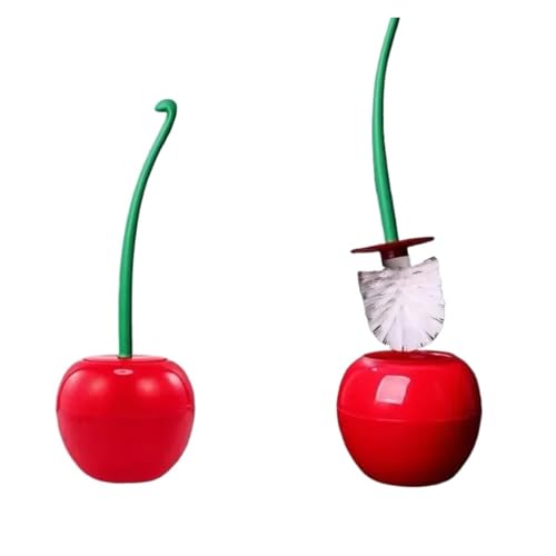 Toilettenbürsten Rote Toilettenbürste Toilettenhalter Badezimmerzubehör Kreative schöne Kirschform Toilettenbürstenhalter-Set(Red) von WENYOG