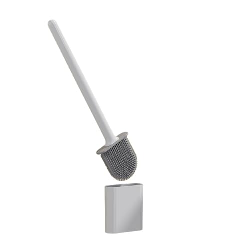 Toilettenbürsten Silikon-Toilettenbürste mit langem Griff, Flexibler Reiniger, Mini-Badezimmerbürste, schnelltrocknender Halter, Badezimmerzubehör(White) von WENYOG