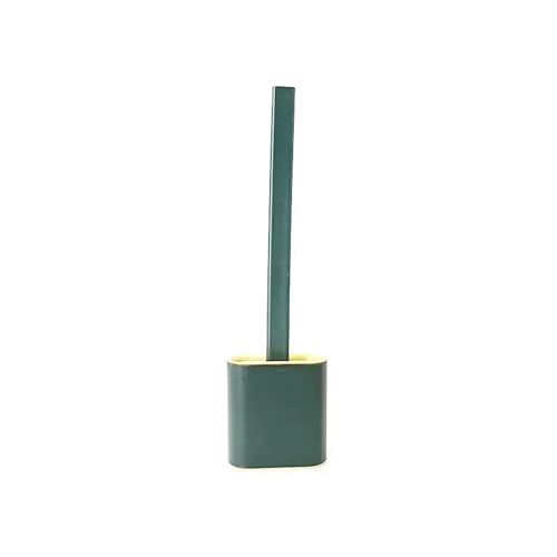 Toilettenbürsten Toilettenbürste, wasserfest, mit Sockel, Silikon-WC-Flachkopf, Flexible weiche Borsten, schnell trocknendem Halter-Set(A-Green) von WENYOG