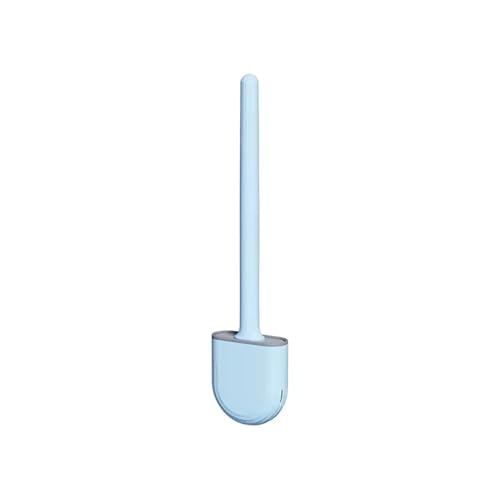 Toilettenbürsten Toilettenbürste, wasserfest, mit Sockel, Silikon-WC-Flachkopf, Flexible weiche Borsten, schnell trocknendem Halter-Set(B-Blue) von WENYOG