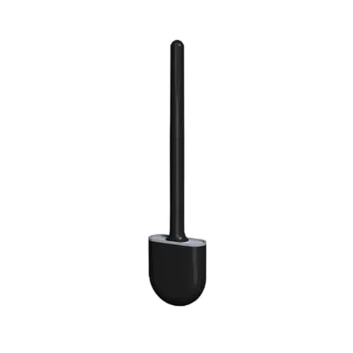 Toilettenbürsten Toilettenbürste, wasserfest, mit Sockel, Silikon-WC-Flachkopf, Flexible weiche Borsten, schnell trocknendem Halter-Set(B-black1) von WENYOG