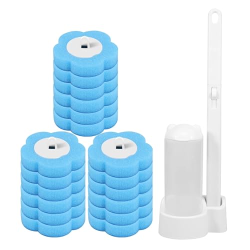 Toilettenbürsten Toilettenbürste Einweg-Ersatzkopf-Reinigungsset Toilettenschüsselbürste Langer Griff WC-Zubehör Werkzeug(18 Blue) von WENYOG