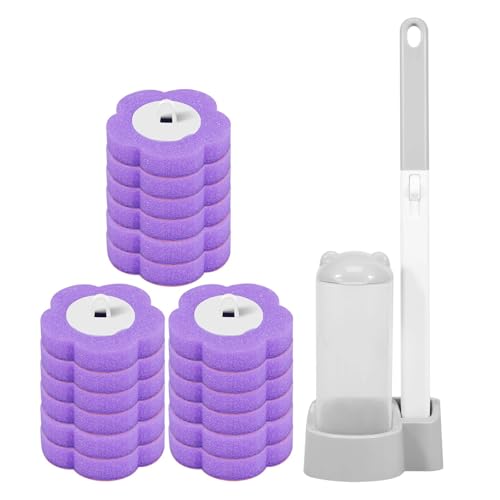 Toilettenbürsten Toilettenbürste Einweg-Ersatzkopf-Reinigungsset Toilettenschüsselbürste Langer Griff WC-Zubehör Werkzeug(18 Purple) von WENYOG