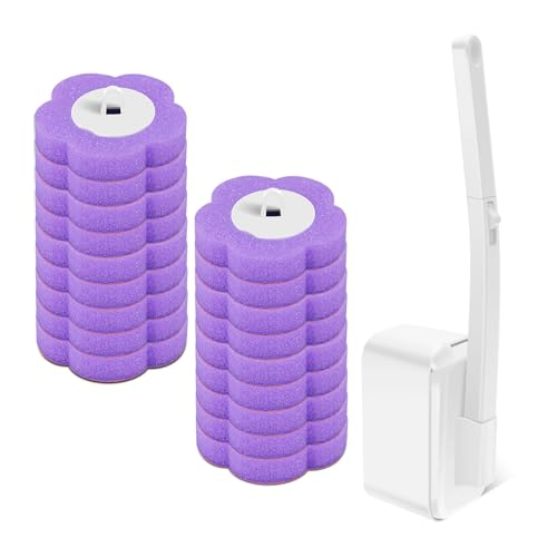 Toilettenbürsten Toilettenbürste Einweg-Ersatzkopf-Reinigungsset Toilettenschüsselbürste Langer Griff WC-Zubehör Werkzeug(18Pcs Header Brush) von WENYOG