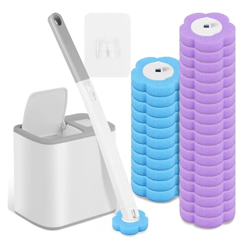 Toilettenbürsten Toilettenbürste Einweg-Ersatzkopf-Reinigungsset Toilettenschüsselbürste Langer Griff WC-Zubehör Werkzeug(30Pcs Gray Brush) von WENYOG