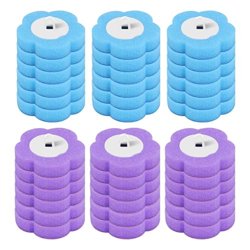 Toilettenbürsten Toilettenbürste Einweg-Ersatzkopf-Reinigungsset Toilettenschüsselbürste Langer Griff WC-Zubehör Werkzeug(36Pcs Header 2Colors) von WENYOG