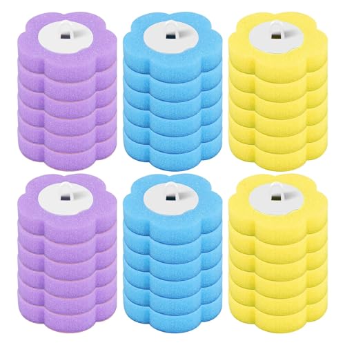 Toilettenbürsten Toilettenbürste Einweg-Ersatzkopf-Reinigungsset Toilettenschüsselbürste Langer Griff WC-Zubehör Werkzeug(36Pcs Header 3Colors) von WENYOG