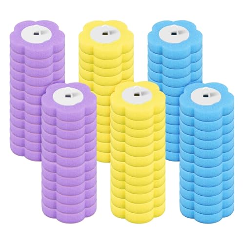 Toilettenbürsten Toilettenbürste Einweg-Ersatzkopf-Reinigungsset Toilettenschüsselbürste Langer Griff WC-Zubehör Werkzeug(72Pcs Header 3Colors) von WENYOG