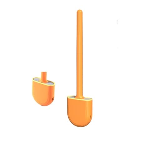 Toilettenbürsten Toilettenbürste Und Halter Aus Silikon, Toilettenschüsselbürste Wandbehang-Toilettenbürste(Orange) von WENYOG