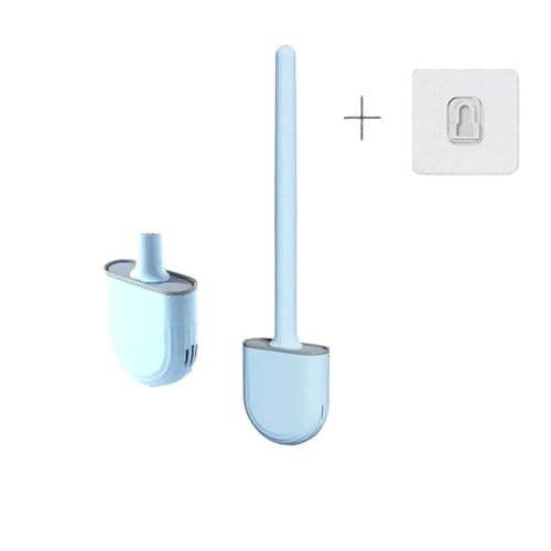 Toilettenbürsten Toilettenbürste for Reinigen, Silikon-Toilettenbürstenreiniger, Badezimmer, Wandmontage(Blue) von WENYOG