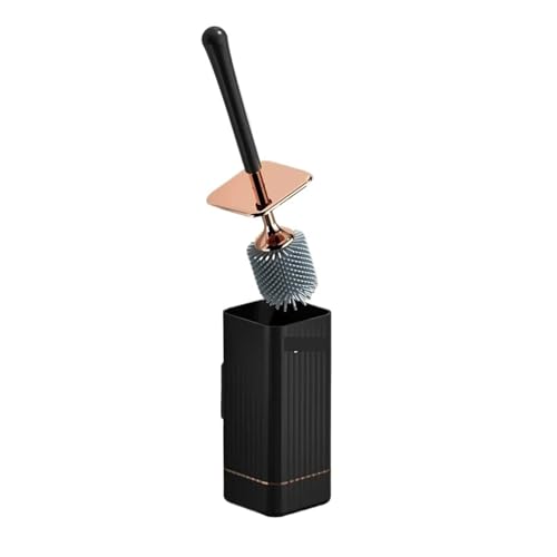 Toilettenbürsten Toilettenbürste mit Silikonborsten, wasserdicht, Sockel, Keine Toten Ecken, Reinigungsbürste for die Toilette, Flexible Bürste weichen Borsten(Silicone Brush Black) von WENYOG