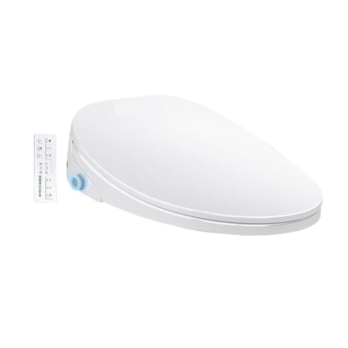 Toilettendeckel mit Absenkautomatik Automatischer intelligenter Toilettensitzdeckel for Öffnen und Schließen mit elektrischer Heizung sofortigem Heißwasserstrahl(Auto Open Short,UK Plug) von WENYOG