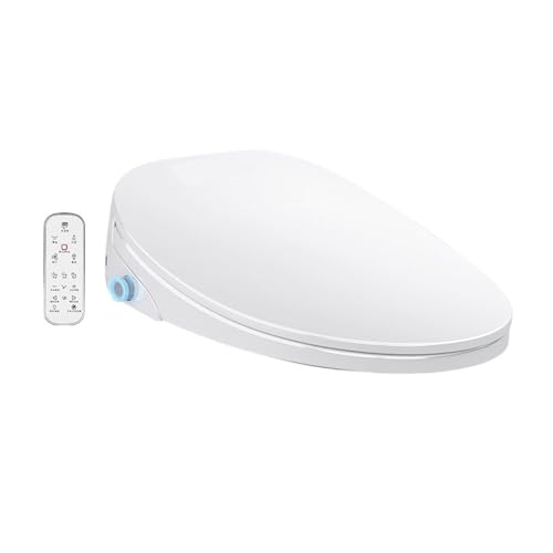 Toilettendeckel mit Absenkautomatik Automatischer intelligenter Toilettensitzdeckel for Öffnen und Schließen mit elektrischer Heizung sofortigem Heißwasserstrahl(Remote Long,US PLUG) von WENYOG