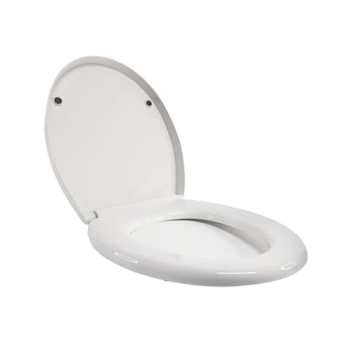 Toilettendeckel mit Absenkautomatik O-förmiger Toilettensitz, mit Absenkautomatik und Entriegelung, stabiler Toilettendeckel aus Duroplast, rostfreie Scharniere von WENYOG