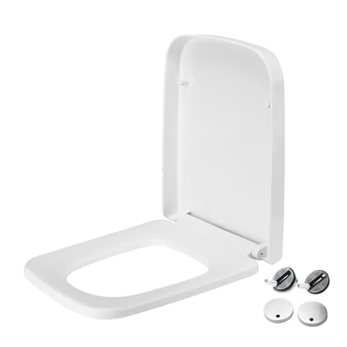 Toilettendeckel mit Absenkautomatik Universal-Toilettensitzdeckel-Set mit langsamer Schließung, verdickter Ersatz, antibakteriell, quadratisch, rund, Toilettensitze von WENYOG