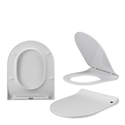 Toilettendeckel mit Absenkautomatik Universal-WC-Sitzabdeckung in U-Form, länglich, langsam schließend, Schüsseldeckel, oben montiert, Schnellverschluss, sanfter Verschluss von WENYOG