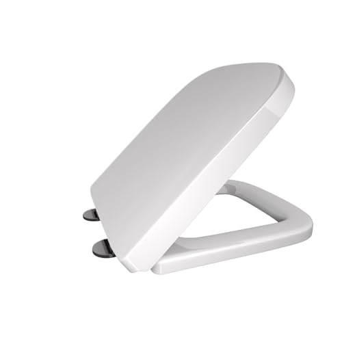Toilettendeckel mit Absenkautomatik WC-Sitz quadratisch, Absenkautomatik mit Entriegelungsscharnieren, aus stabilem Polypropylen, leicht zu reinigen von WENYOG