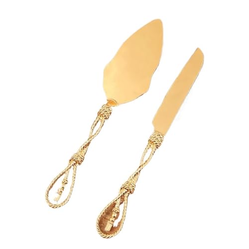 Tortenmesser hochzeit 2 teile/satz Goldene Hochzeit Kuchen Messer Pizza Brot Pie Schneiden Messer Backen Kuchen Teiler(Color01) von WENYOG