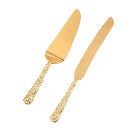 Tortenmesser hochzeit 2 teile/satz Goldene Hochzeit Kuchen Messer Pizza Brot Pie Schneiden Messer Backen Kuchen Teiler(Color03) von WENYOG