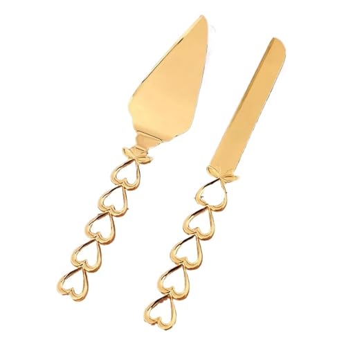 Tortenmesser hochzeit 2 teile/satz Goldene Hochzeit Kuchen Messer Pizza Brot Pie Schneiden Messer Backen Kuchen Teiler(Color05) von WENYOG
