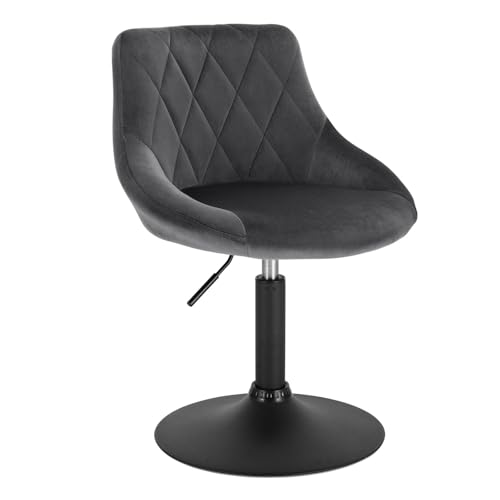 WENYOG Barhocker 1 STÜCK Samt Barstuhl Höhenverstellbarer Barhocker Polsterstuhl mit Rückenlehne Drehbarer Loungesessel Home Bar Möbel(Dark Gray) von WENYOG