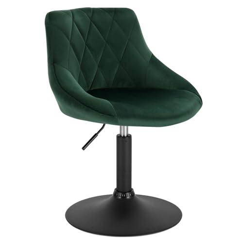 WENYOG Barhocker 1 STÜCK Samt Barstuhl Höhenverstellbarer Barhocker Polsterstuhl mit Rückenlehne Drehbarer Loungesessel Home Bar Möbel(Deep Green) von WENYOG