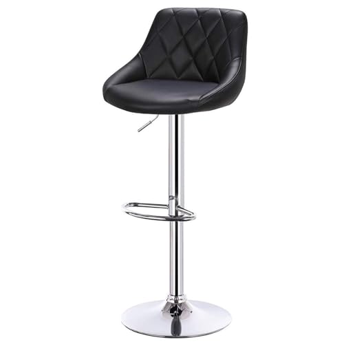 WENYOG Barhocker 1 STÜCK höhenverstellbare drehbare Barstühle aus Leder/Samt, drehbarer Barhocker, anhebbarer hoher Hocker mit Fußstütze for Bar, Heimdekoration(Black Leather) von WENYOG