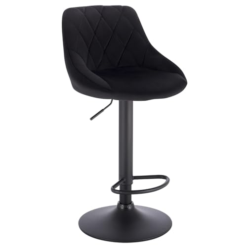 WENYOG Barhocker 1 STÜCK höhenverstellbare drehbare Barstühle aus Leder/Samt, drehbarer Barhocker, anhebbarer hoher Hocker mit Fußstütze for Bar, Heimdekoration(Black Velvet) von WENYOG