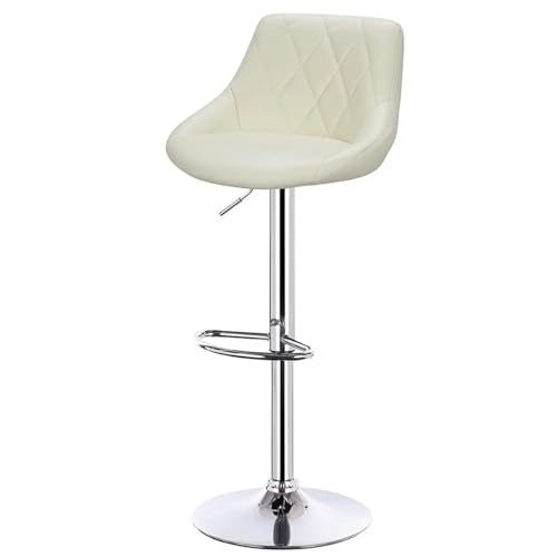 WENYOG Barhocker 1 STÜCK höhenverstellbare drehbare Barstühle aus Leder/Samt, drehbarer Barhocker, anhebbarer hoher Hocker mit Fußstütze for Bar, Heimdekoration(Cream Leather) von WENYOG