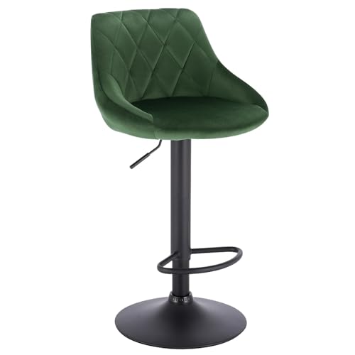 WENYOG Barhocker 1 STÜCK höhenverstellbare drehbare Barstühle aus Leder/Samt, drehbarer Barhocker, anhebbarer hoher Hocker mit Fußstütze for Bar, Heimdekoration(Dark Green Velvet) von WENYOG