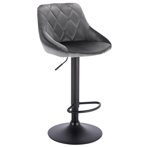 WENYOG Barhocker 1 STÜCK höhenverstellbare drehbare Barstühle aus Leder/Samt, drehbarer Barhocker, anhebbarer hoher Hocker mit Fußstütze for Bar, Heimdekoration(Dark Grey Velvet) von WENYOG