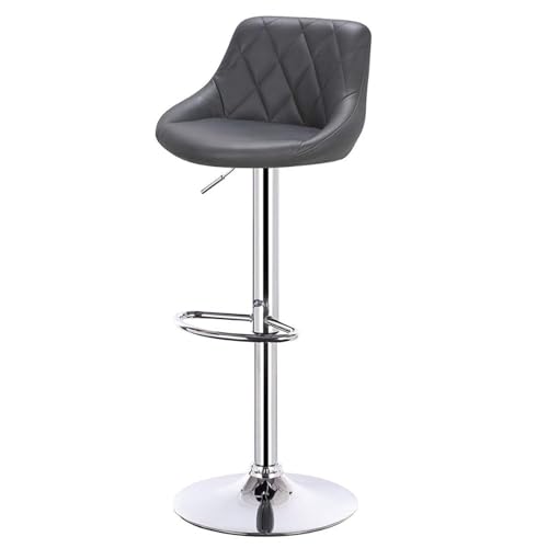 WENYOG Barhocker 1 STÜCK höhenverstellbare drehbare Barstühle aus Leder/Samt, drehbarer Barhocker, anhebbarer hoher Hocker mit Fußstütze for Bar, Heimdekoration(Grey Leather) von WENYOG