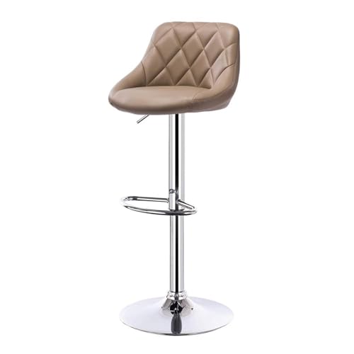 WENYOG Barhocker 1 STÜCK höhenverstellbare drehbare Barstühle aus Leder/Samt, drehbarer Barhocker, anhebbarer hoher Hocker mit Fußstütze for Bar, Heimdekoration(Khaki Leather) von WENYOG