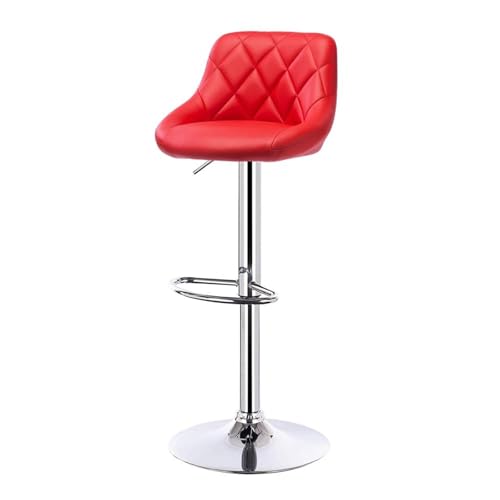 WENYOG Barhocker 1 STÜCK höhenverstellbare drehbare Barstühle aus Leder/Samt, drehbarer Barhocker, anhebbarer hoher Hocker mit Fußstütze for Bar, Heimdekoration(Red Leather) von WENYOG
