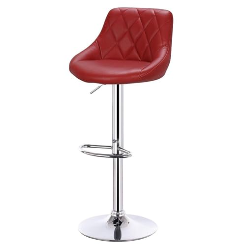 WENYOG Barhocker 1 STÜCK höhenverstellbare drehbare Barstühle aus Leder/Samt, drehbarer Barhocker, anhebbarer hoher Hocker mit Fußstütze for Bar, Heimdekoration(Red Wine Leather) von WENYOG