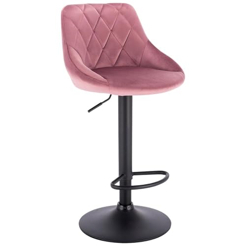 WENYOG Barhocker 1 STÜCK höhenverstellbare drehbare Barstühle aus Leder/Samt, drehbarer Barhocker, anhebbarer hoher Hocker mit Fußstütze for Bar, Heimdekoration(Rose Velvet) von WENYOG