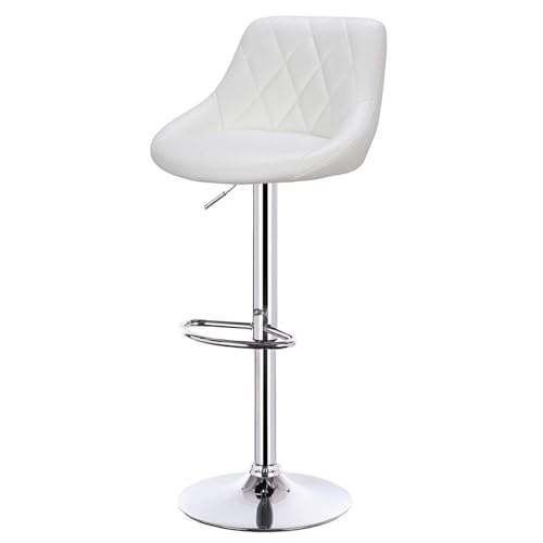 WENYOG Barhocker 1 STÜCK höhenverstellbare drehbare Barstühle aus Leder/Samt, drehbarer Barhocker, anhebbarer hoher Hocker mit Fußstütze for Bar, Heimdekoration(White Leather) von WENYOG