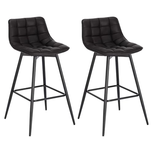 WENYOG Barhocker 2 Teile/Satz Barhocker Hochstuhl Thekenhocker for Bar Bistro Leder/Samt Sitz mit Fußstütze Metallrahmen Haushalt(Anthracite Leather) von WENYOG