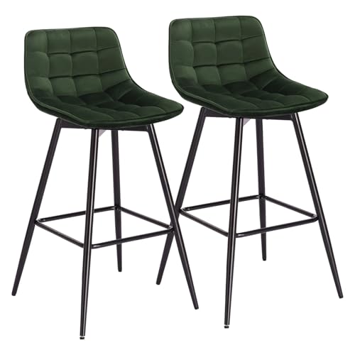 WENYOG Barhocker 2 Teile/Satz Barhocker Hochstuhl Thekenhocker for Bar Bistro Leder/Samt Sitz mit Fußstütze Metallrahmen Haushalt(Dark Green Velvet) von WENYOG