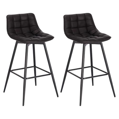 WENYOG Barhocker 2 Teile/Satz Barhocker Hochstuhl for Bar Bistro Leder/Samt Sitz mit Fußstütze Metallrahmen Haushalt Bar Stühle(Anthracite Leather) von WENYOG